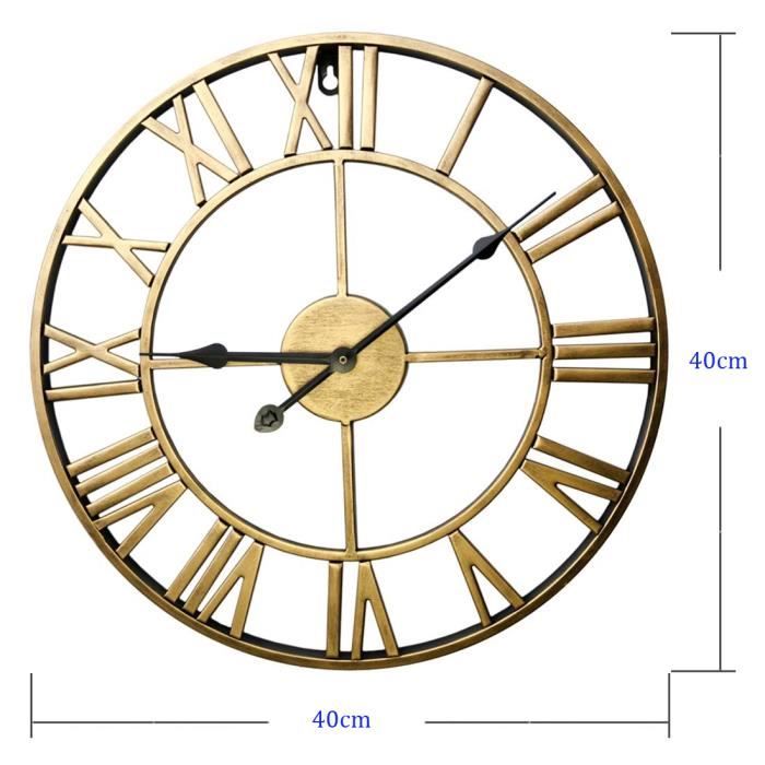 Horloge en Métal 40 cm XL Horloge Murale Geante Horloge Murale Vintage Horloge Murale Silencieuse Or - Achat / Vente horloge - pendule Cdiscount