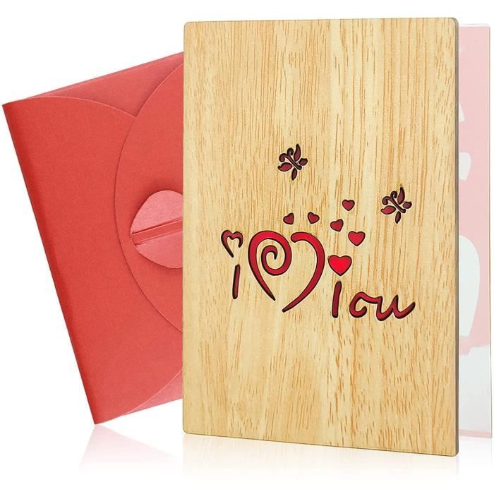 Carte De Vœux En Bambou Vicloon – Carte Artisanale Arbre D’Amour Avec Enveloppe, Idéale Anniversaire, Mariage, Saint-Valentin