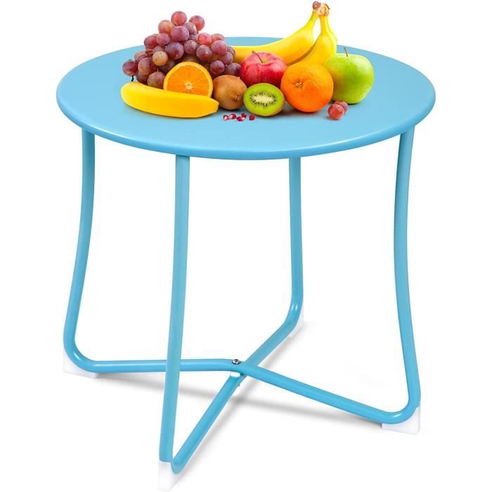 Set Table Et 2 Chaises De Jardin Amagabeli - Pliable Et Anti-Rouille - Pour Balcon, Terrasse Ou Intérieur - Bleu Clair