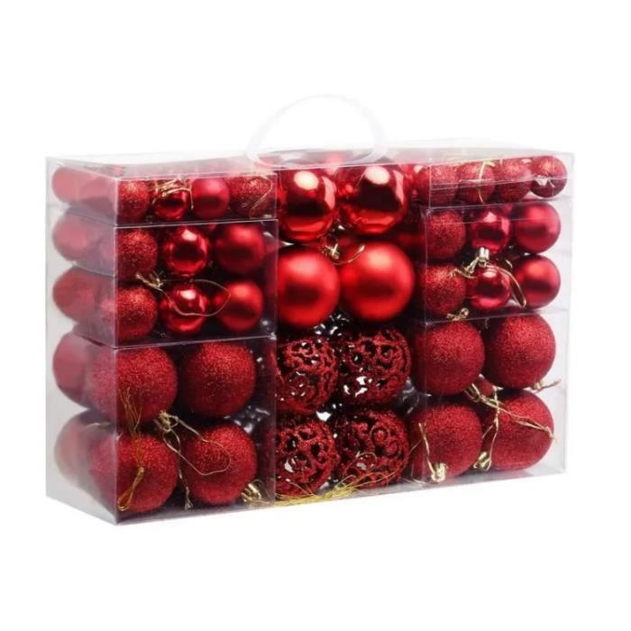 Sapin Boules Rouges Elegant Lot de 100 boules de sapin de Noël, boules de sapin de Noël d'intérieur ...