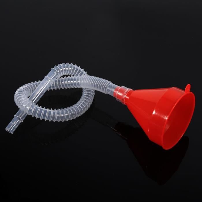 Entonnoir de remplissage en plastique auto universel avec bec de tuyau souple pour outil à huile essence diesel rouge -SEC
