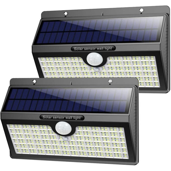Lot de 2 lampes solaires d'extérieur [286 LED et 2600 lumens]Détecteur ...