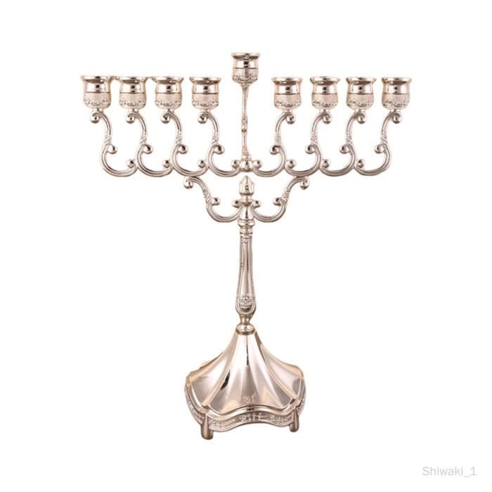 IMIKEYA Menorah Hanoukka 7 Branches Dorée - Bougeoir Juif Temple Jérusalem - Décoration Terre Sainte