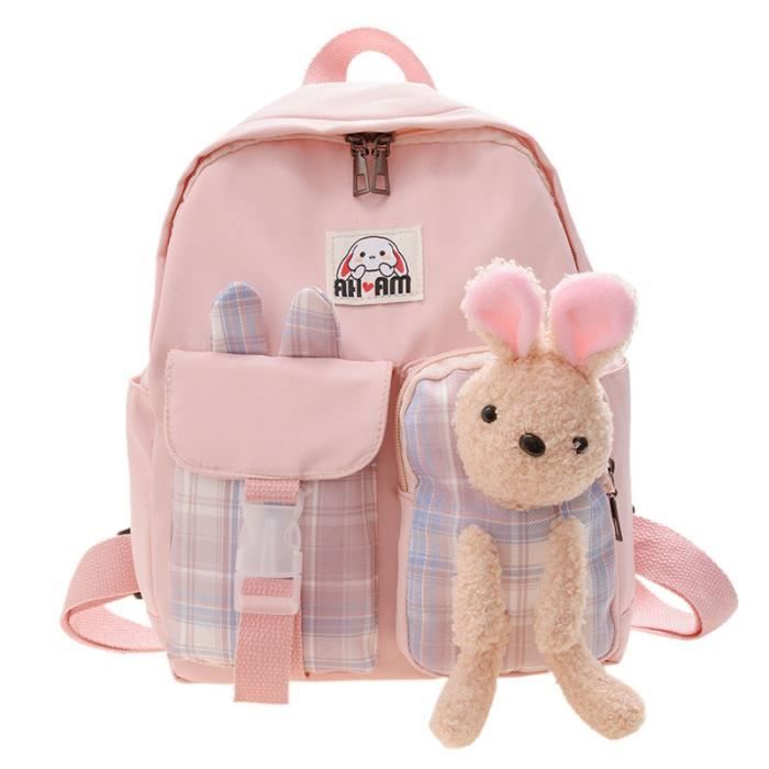 tissu sac a dos enfant fille lapin rose bambin cartable maternelle garderie préscolaire