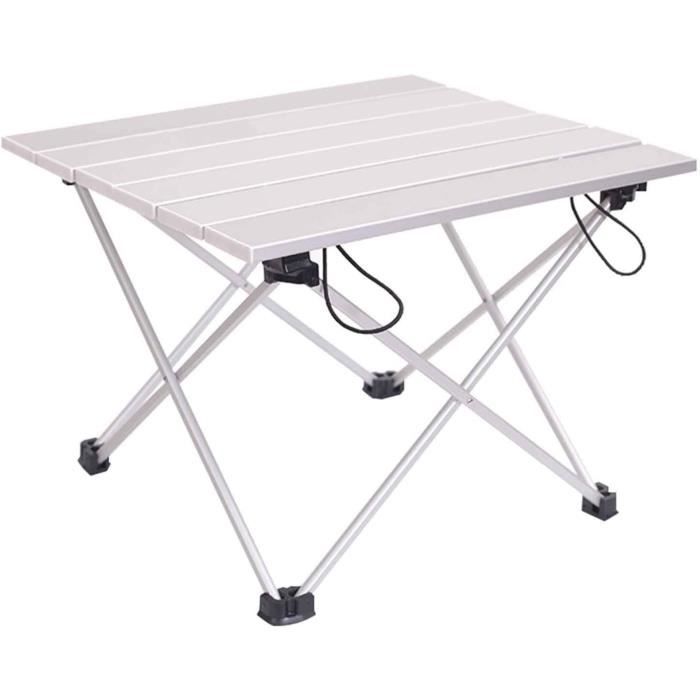 Table De Camping Pliante Aluminium - Ultra-Légère 550g - 39.5x28x12.5cm - Support 30kg - Pour Pique-nique, Randonnée, Plage