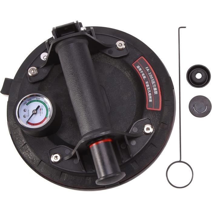 2 Pièces 8 Ventouse Carrelage Electrique avec Manomètre et Jauge Sécurité, Diamètre 200mm, Capacité 200kg, avec 4 Batteries - Bricolage