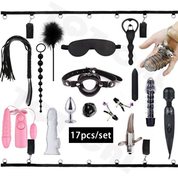 Kit de jouets sexuels BDSM pour femmes,ensemble de Bondage sexuel pour  Couples,accessoires exotiques d'entraînement - Black 17pcs