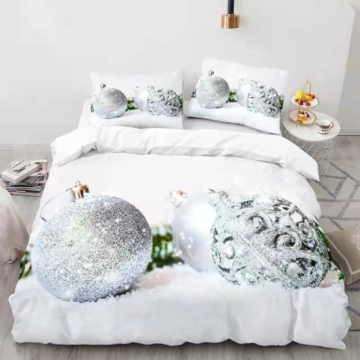 Housse De Couette Sapin De Noël Vert Fermeture éclair Cachée Et 2 Taie D'oreiller, 100