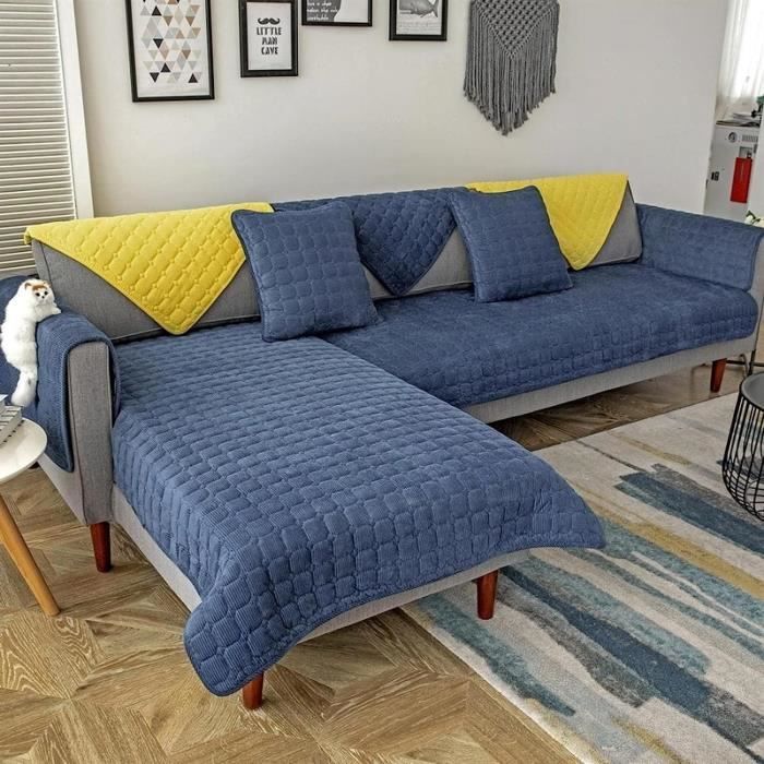 Housses De Canape-Couvre Canape DAngle 4-3-2-1 Places Places Gris Couverture De Canapé En Forme De L Avec Accoudoirs Revete[u224]