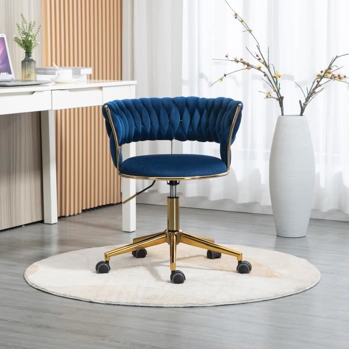 fauteuil ergonomique pivotante à 360° avec hauteur d'assise réglable pour la maison-le bureau,bleu