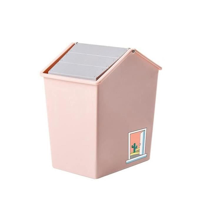 Mini Poubelle De Bureau Créative - Couvercle Push - Pour Maison, Bureau, Salle De Bain - Plastique, Design Compact - Idéale Petits Déchets