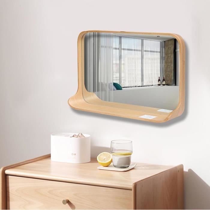 Miroir de salle de bain avec placard et étagères - 4 étagères latérales + 2 étagères intérieures
