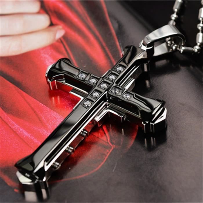 Collier Argenté Avec Croix, Cristal Et Glands - Bijou Cadeau En Alliage - Neuf Avec étiquettes