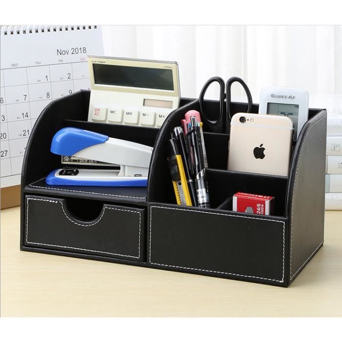 Organisateur de bureau tiroir Pu cuir noir homme Organisateur de