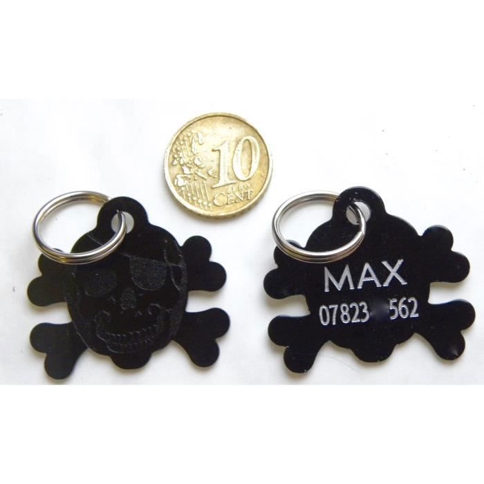 1 MÉDAILLE gravée pour chien CORSAIRE PIRATE NOIRE (PM) personnalisée