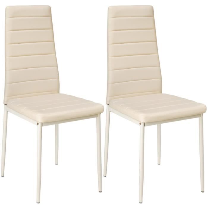 Lot de 2 chaises de salle à manger salon cuisine design beige 1908006