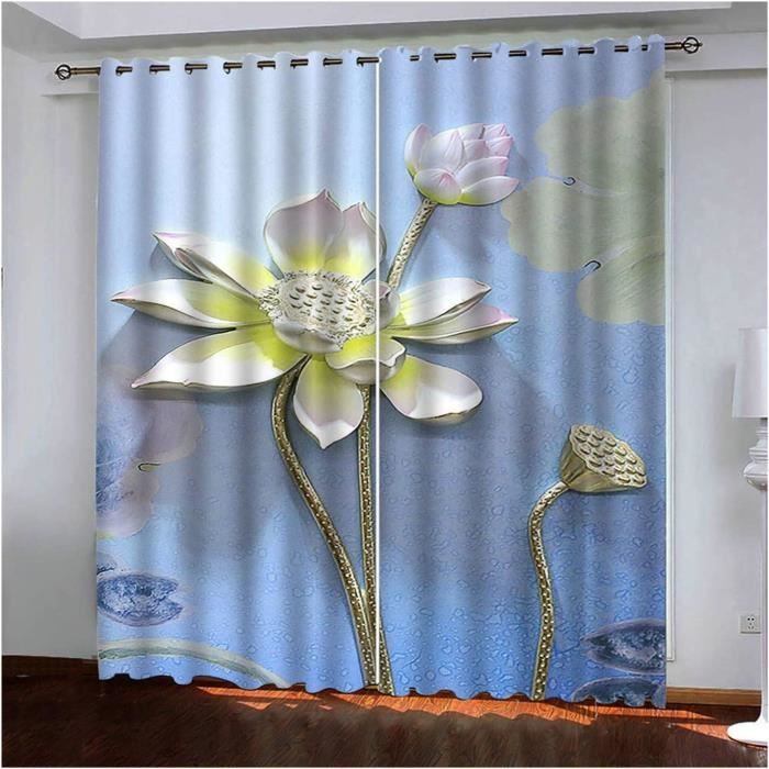 Rideau Occultant Plissé Crayon NEXT - Motif Dentelle Florale Mauve - 168 X 137 Cm