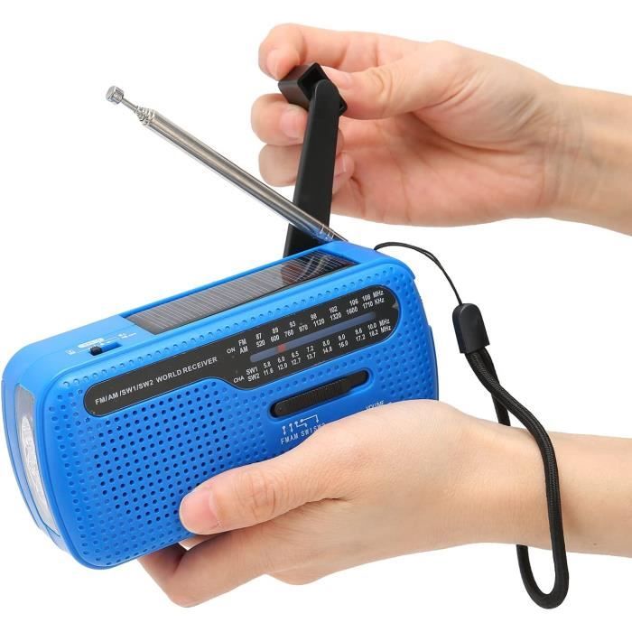 Radio D'Urgence Multifonction - Solaire/Dynamo AM/FM/NOAA - Lampe Torche LED - Chargeur USB - Alarme SOS