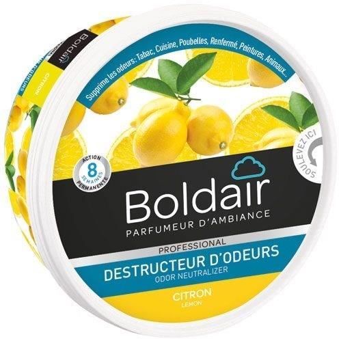 BOLDAIR - Gel destructeur d'odeur Citron - Neutralise les odeurs - parfume - durée 8 semaines - 300g