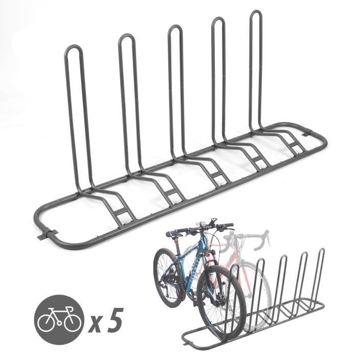 Râtelier vélo au Sol en Acier pour 5 vélos, Rangement de Support de Vélo  Parking à Vélo réglable pour Bicyclette Jardin ou Garage - Cdiscount Sport