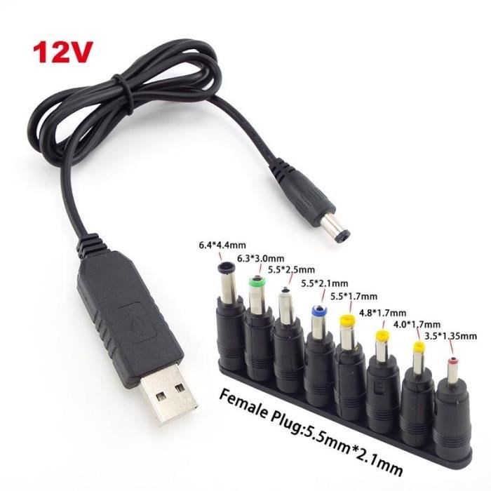 12v set -Câble d'alimentation universel USB vers DC jack, cordon de  chargement, adaptateur pour prise d'alimentation, mini hau