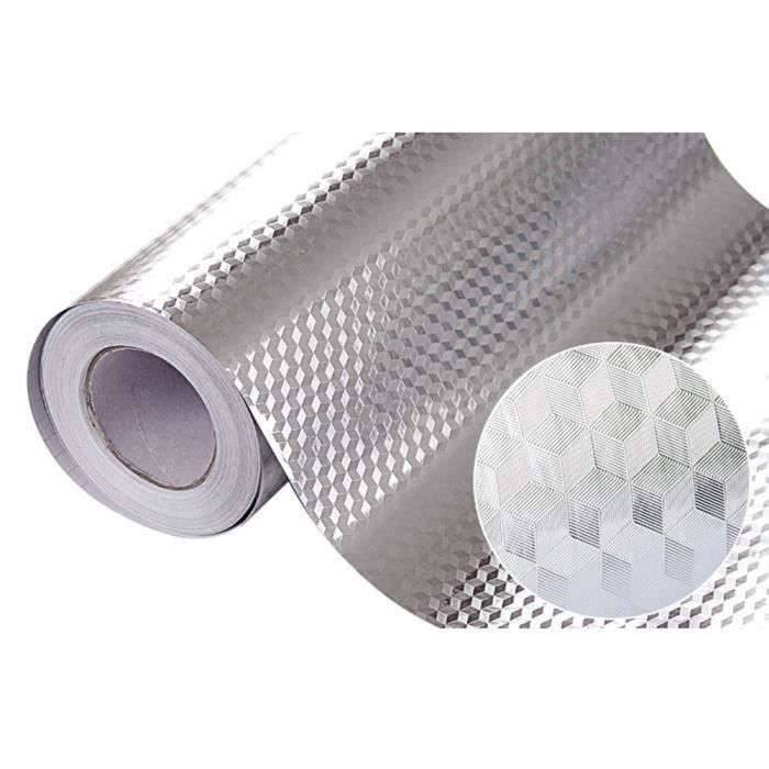 Papier D'Aluminium Autocollant De Cuisine Imperméable Auto-Adhésif De Papier  Peint De Bricolage Décor À La Maison Argent - - Cdiscount Bricolage