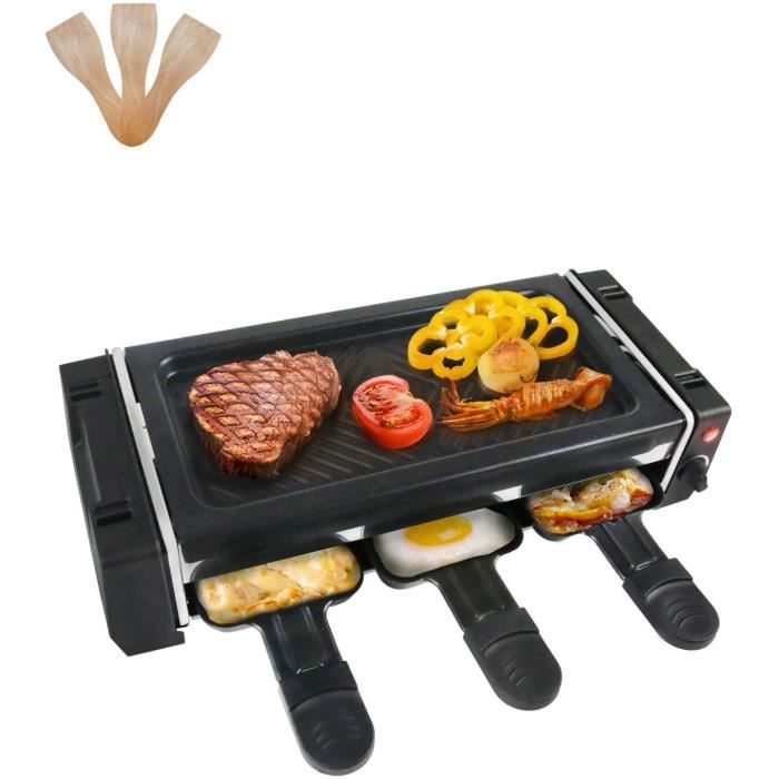 Raclette 2 Personnes Appareil a Raclette Mini Gril avec 3 Poêlons et 3  Spatules en Bois, Revêtement Anti-adhésif, Température R[87] - Cdiscount  Electroménager