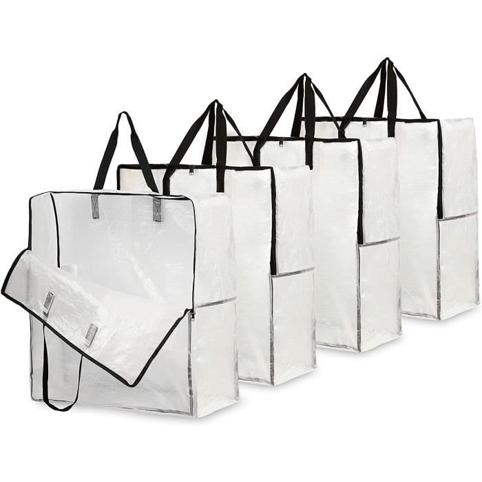 DECO EXPRESS Sac De Rangement Transparent En Lot De 3, Grand Sac