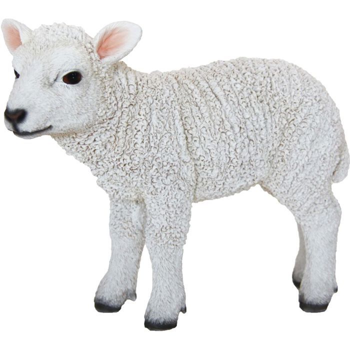 Statuette décorative - ESSCHERT DESIGN - Agneau debout en résine 25 cm - Blanc - 20,30 x 25,40 x 9,20 cm