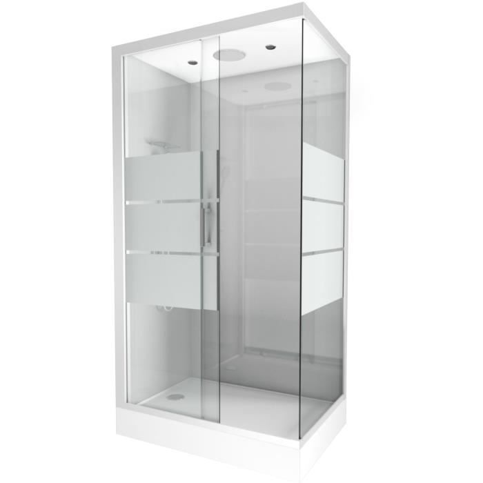 Cabine de douche rectangulaire à bandes laquées - Gris - 80 x 110 x 230 cm
