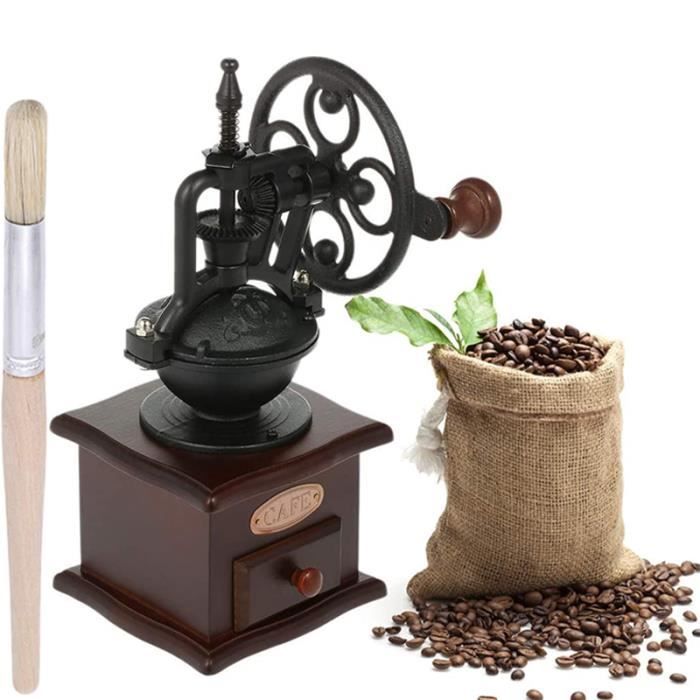moulin à café manuel avec moulin à café à manivelle en fonte Antique Vintage 4.4x4.5x10.6In Moulin à café en grains 