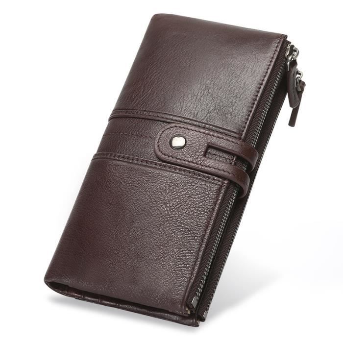 Portefeuille Homme Cuir Véritable Souple - Protection RFID 15 Emplacements