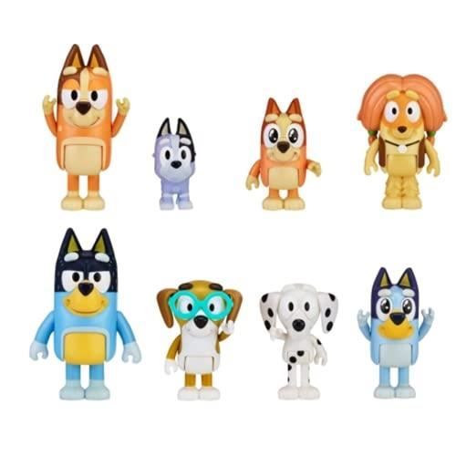 Jouet - BLUEY - Coffret de 8A Figurines Articulées - Famille et Amis - Bouvier Australien Bleu