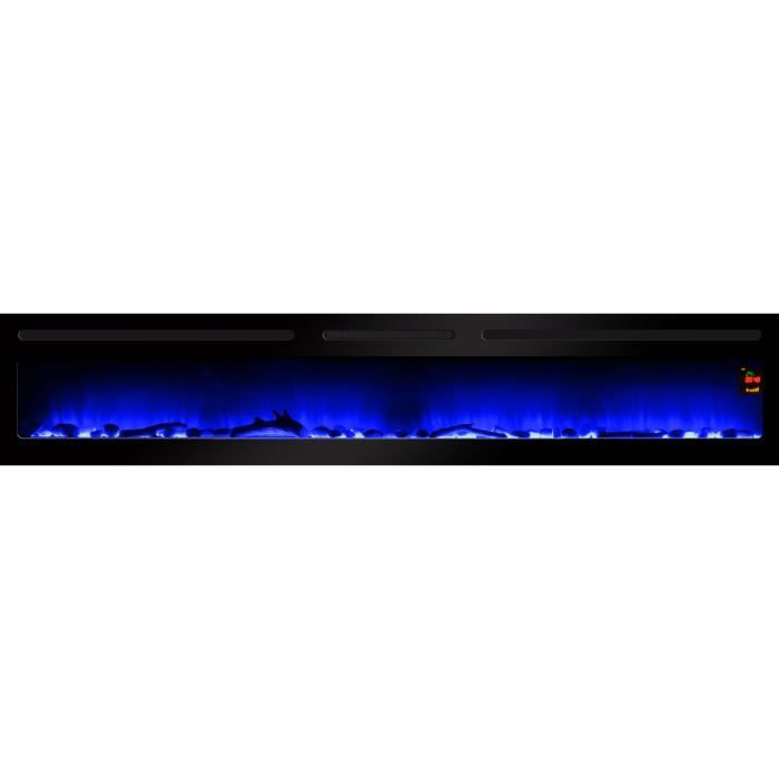 Chemin'arte - Cheminée électrique 2000W avec télécommande - Effet flamme ultra réaliste - Noir