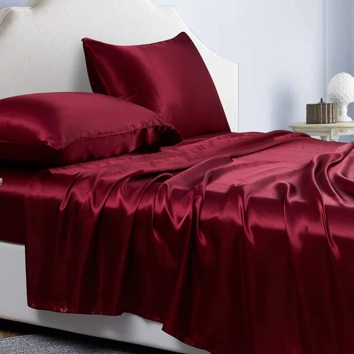 Drap Plat En Soie Naturelle King Size - Drap De Lit Uni Couleur Doux Et Respirant