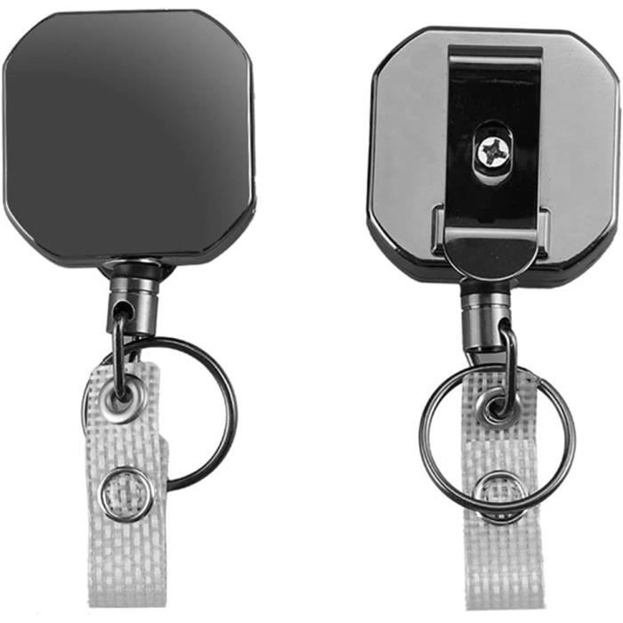 2 Porte-badges Rétractables Avec Mousqueton - Câble En Acier, Ressort Robuste, Pour Badge, Clés, Cartes - Aluminium, Usage Bureau Ou Extérieur
