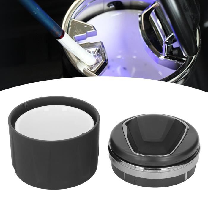 Cendrier De Voiture Avec Lumière LED – Acier Inoxydable, Couvercle Amovible, Capacité ~60 Mégots, Noir