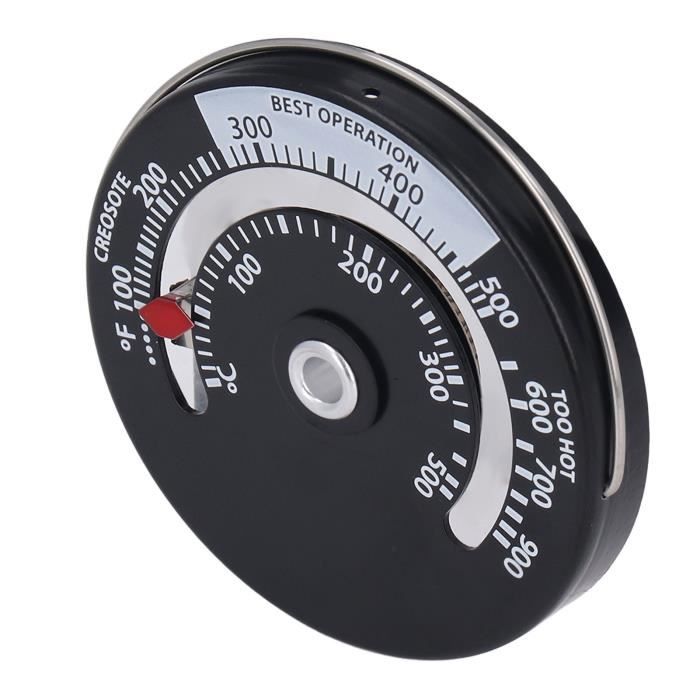 Thermomètre Pour Poêle à Bois Ou Cheminée - Cadran Noir, Alliage, 6.3cm, Neuf