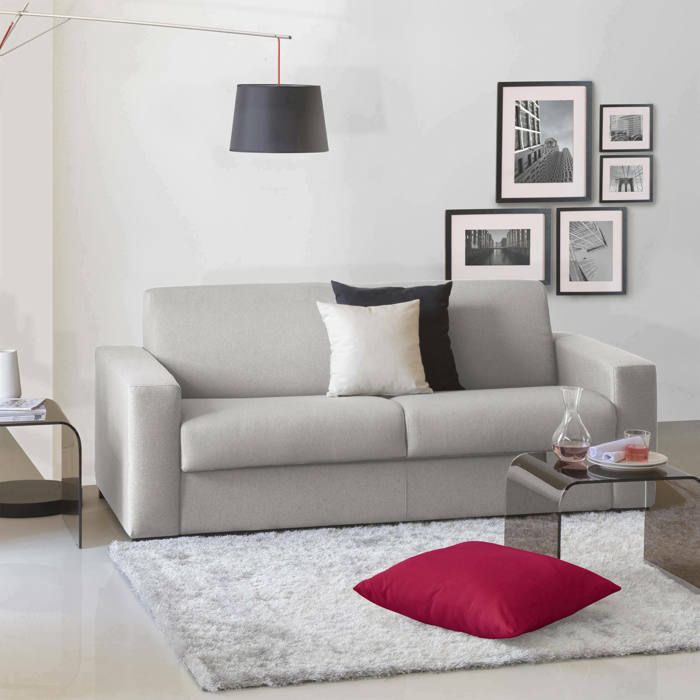 Dmora - Canapé-lit 2 places Algisa 180x95h90 cm Gris Bois Panneau effet bois et Polyester