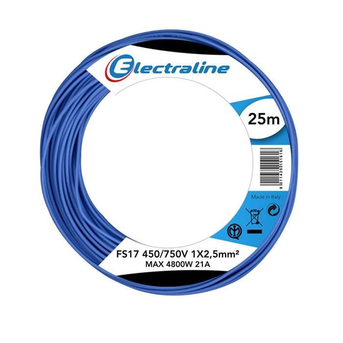 Câble Unipolaire FS17 Noir, Section 2,5 Mm², Longueur 25 M - Pour Installation électrique Fixe (CPR Conforme) - 10