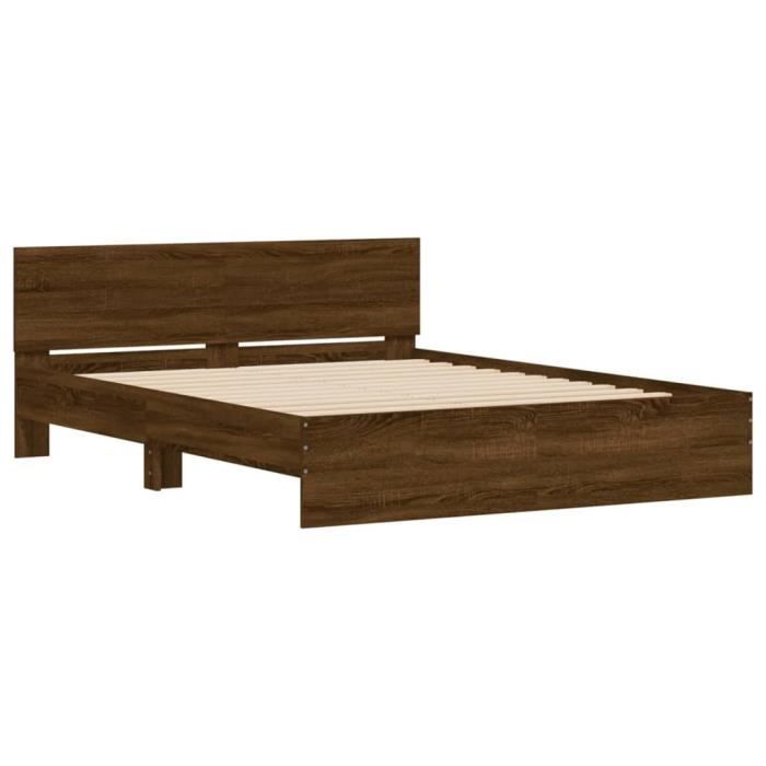 Cadre de lit - ESTINK - A3207503 - Chêne marron - 140x190 cm - Bois dingénierie