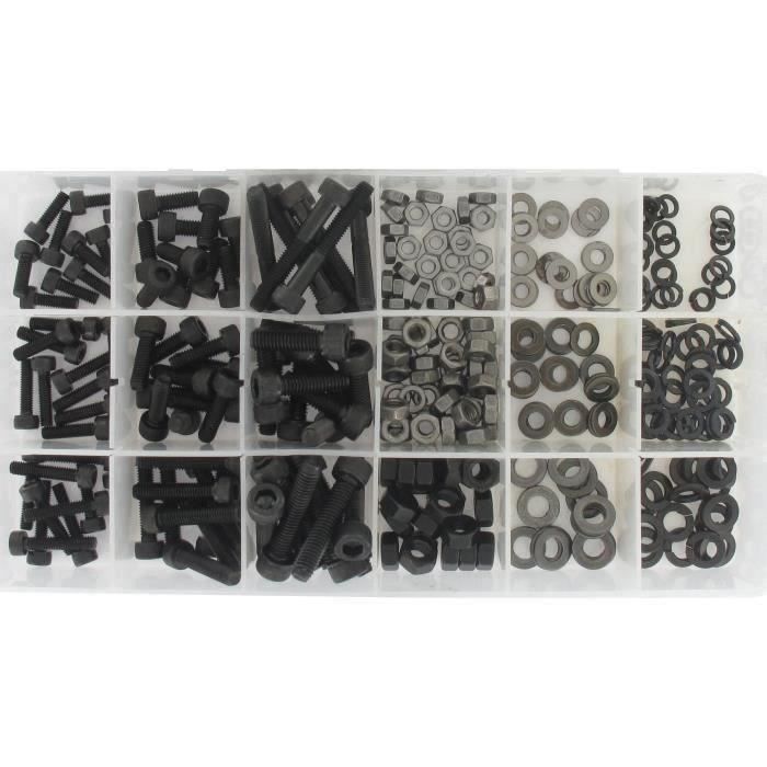 Coffret de vis 6 pans creux en pas métrique avec écrous & Rondelles contient 360 pièces