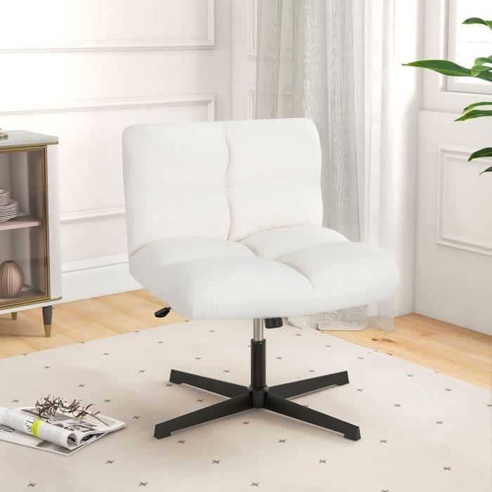 GIANTEX Fauteuil Pivotant Rembourré- Dossier/Hauteur Réglable avec Fonction Bascule- Chaise Bureau- 66x 64x 77 5-90 5 cm- Beige