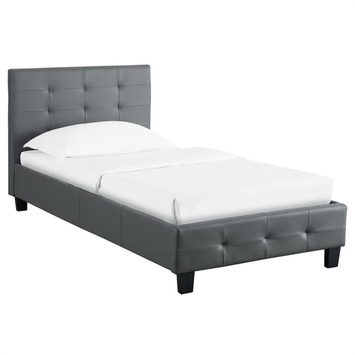 rev/êtement synth/étique Gris t/ête et Pied de lit capitonn/és avec Strass IDIMEX Lit Simple pour Adulte ou Enfant TICO Couchage 90 x 190 cm avec sommier 1 Place 1 Personne