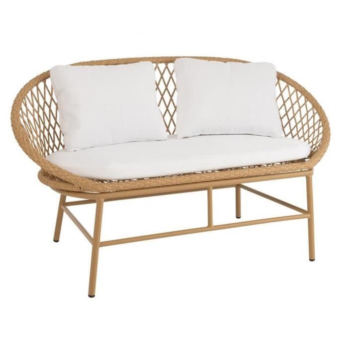 sofa avec coussin 2 personnes roso  en métal et  roseau / beige beige bambou inside75
