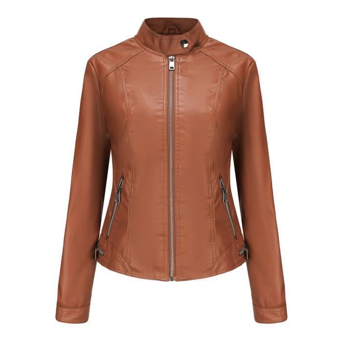 GOGUQ Veste de Blazer Femme standup de Marque Veste motard en cuir