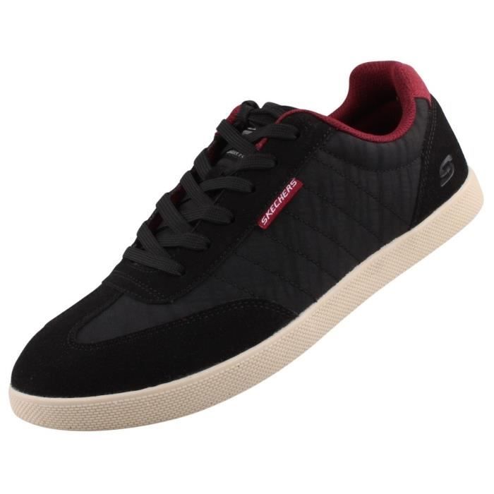 Skechers Baskets Homme Skechers 210824-BLK - Noir - Similicuir et Textile - Lacets - Plat - Adulte