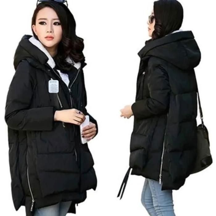 Manteau Femme Hiver Court Col Montant Chaud à Capuche Mince Vêtements D