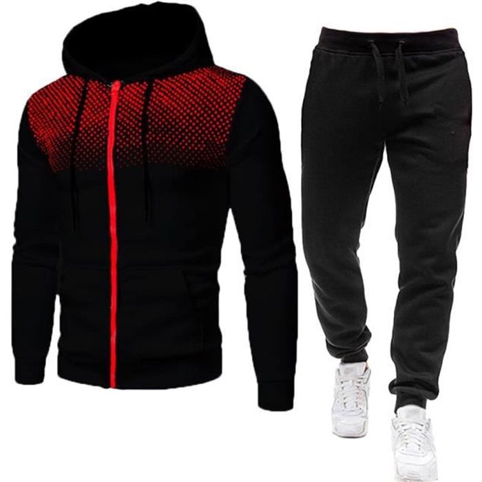 Survêtement Homme Ensemble à Capuche et Pantalon de Sport Jogging Survêtement Deux Pièces Sport EnsembleNoir