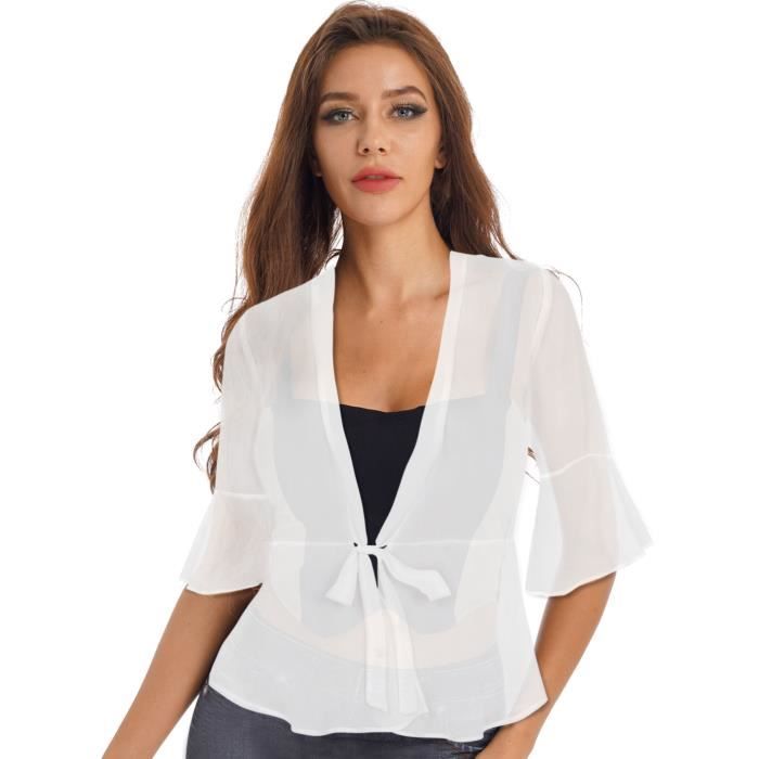 Cardigan de mariage pour femme épaulettes coupées boléro